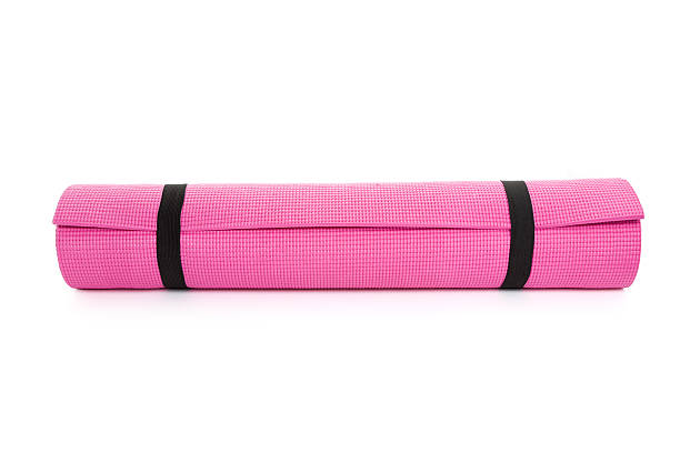 Yoga Mat Pink Yoga Mat with White Background mat stock pictures, royalty-free photos & images