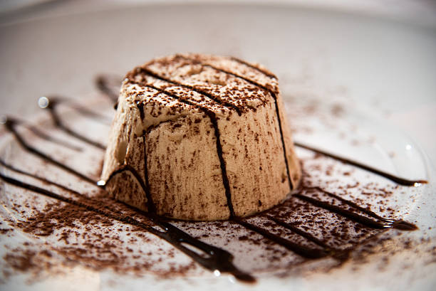 Semifreddo of the house. Semifreddo with walnut and chocolate sause in a restaurant. ice pie photography stock pictures, royalty-free photos & images