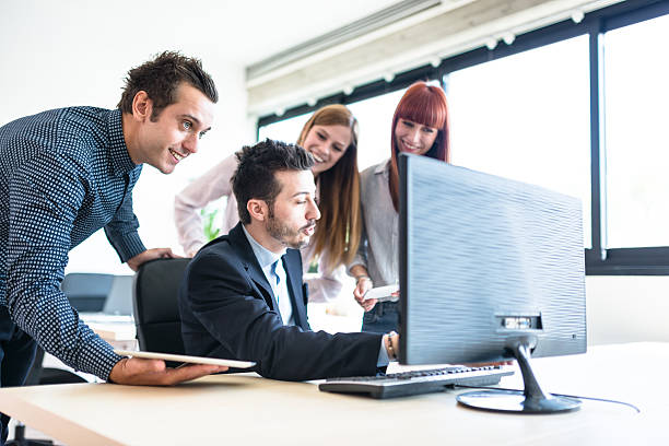 istock happiness businessman at the desk 586210764