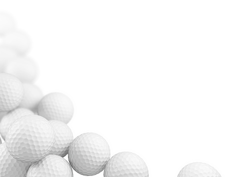 Group of golf balls on white background. 3D render
