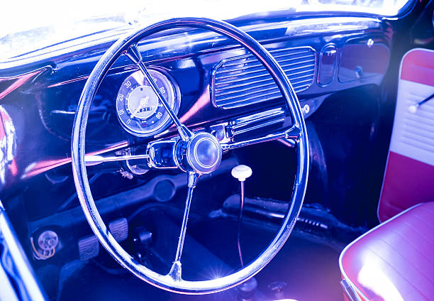 istock Steering Whieel in Classic Car 586346634