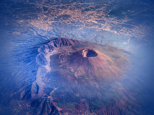 Aerial view of volcano Vesuvio Aerial view of volcano Vesuvio extinct volcano stock pictures, royalty-free photos & images