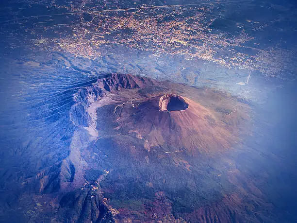 Aerial view of volcano Vesuvio