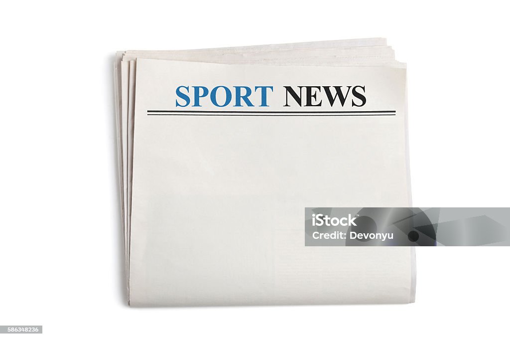 Sport News Sport News, Newspaper with white background Horizontal Stock Photo