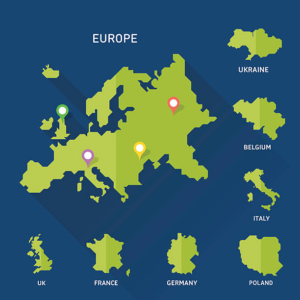 europa i kraje europejskie mapują wektor - netherlands map cartography silhouette stock illustrations
