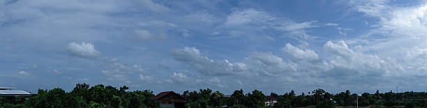 istock Panorama sunlight blue Sky with cloudy background In The afterno 586349916