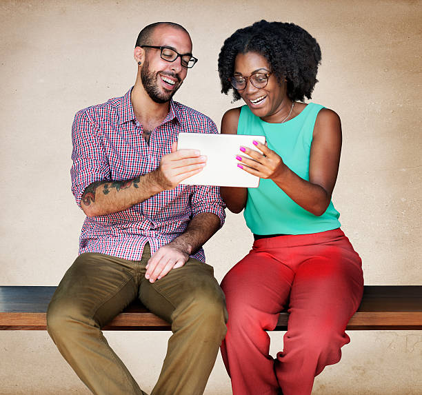 istock Couple Casual Relationship Relaxing Love Two Device Concept 586351852