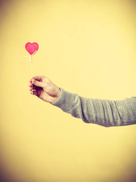 istock Person holding heart on stick. 586352802