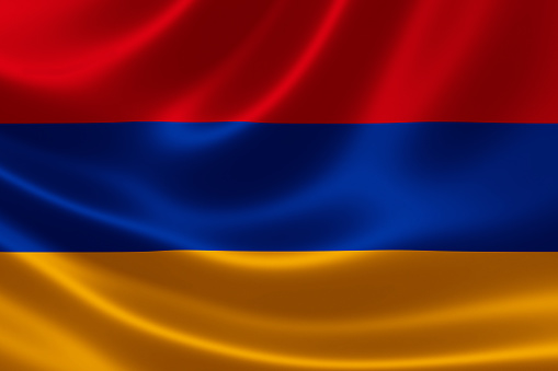 3D rendering of the flag of Armenia on satin texture.