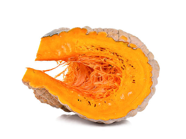 slice pumpkin isolated on the white background - cushaw imagens e fotografias de stock