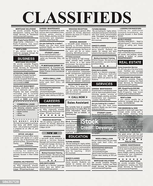 Classified Ad Stock Photo - Download Image Now - Classified Ad, Newspaper, Advertisement