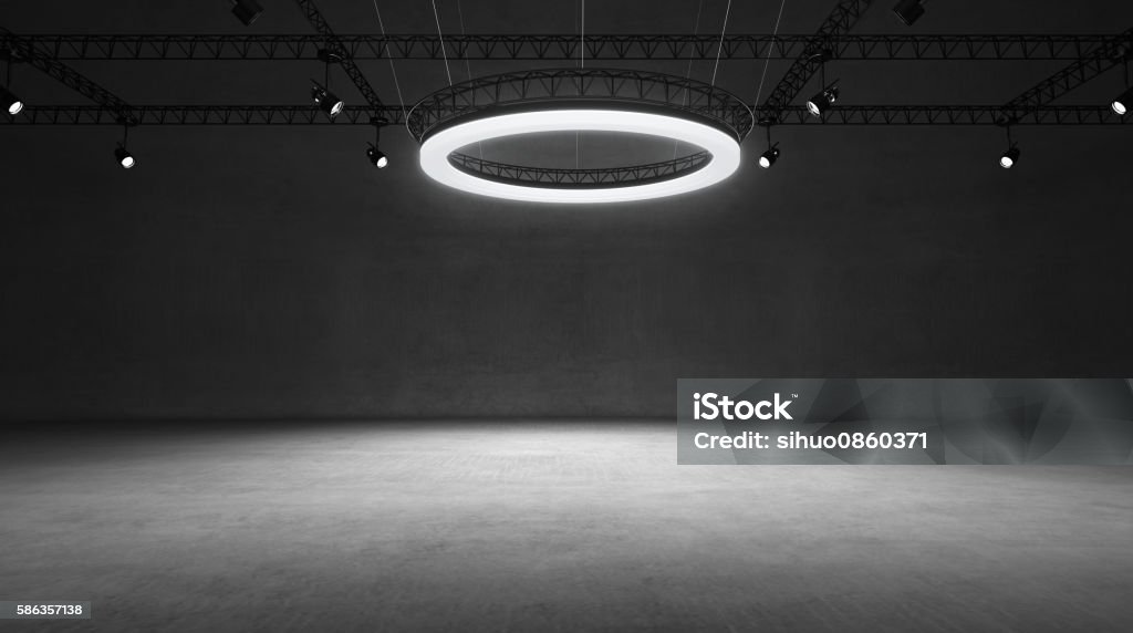 Underground black and white show room Domestic Room Stock Photo