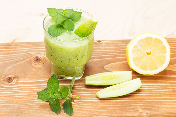 istock Delicious smoothie of cucumber lemon mint 586361390