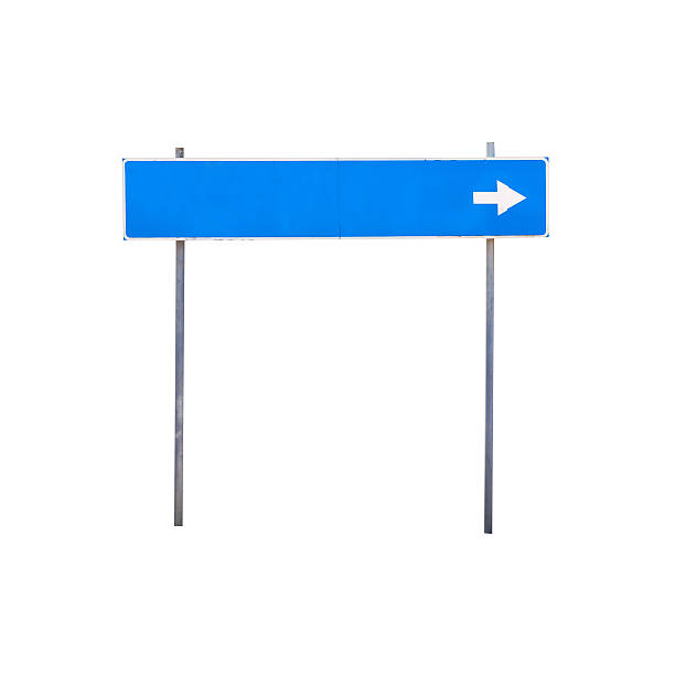 istock Blue road sign with blank place for destination name 586362118