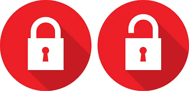 Vector illustration of Red Lock Unlock Icons