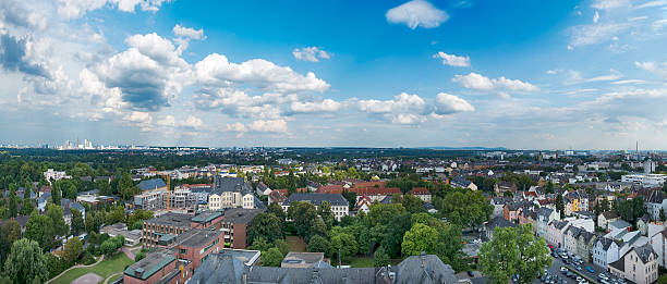 istock skyline of Frankfurt Hoechst with blue sky 586363044