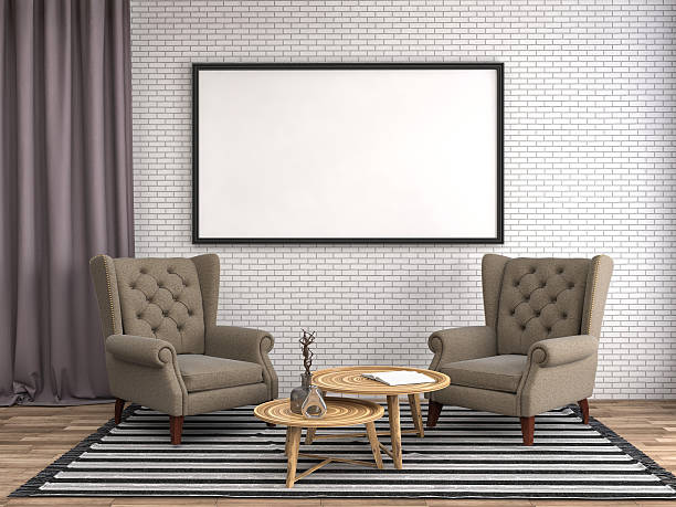 istock mock up poster frame in interior background. 3D Illustration 586363434