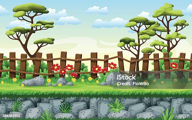 Seamless Nature Cartoon Background Vector Illustration With Separate Layers  Stock Illustration - Download Image Now - iStock