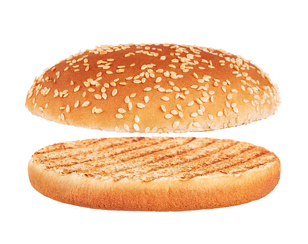 istock Grilled burger bun isolated on white background. 586364820