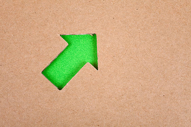 Two cardboard packaging for delivery. Packed cardboard boxes. This side up symbol on box. Isolated. Abstract white background. Delivery concept
