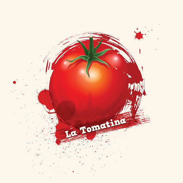 La Tomatina symbol [Drawing a tomato] vector art illustration