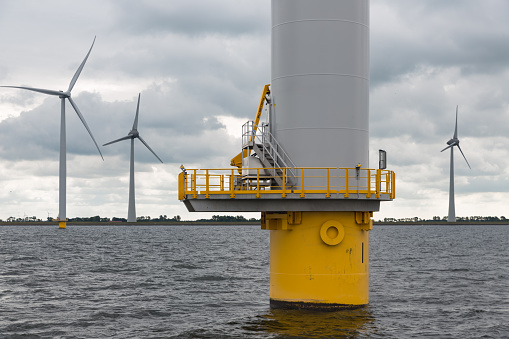 Foundation Dutch wind turbine in the sea