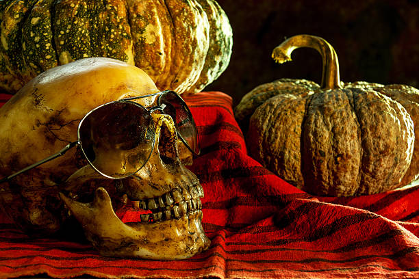 istock Still Life with Pumpkin and Skull 586368668