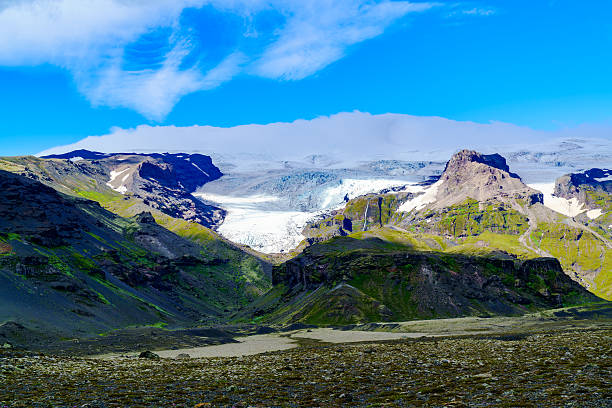 View of Vatnajokull or Vatna Glacier, the largest and most voluminous ice cap in Iceland