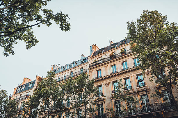 istock View through trees of elegant European flats 586371562
