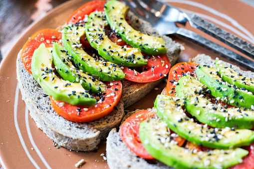 Brown rice bread sandwich with avocado