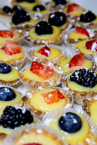 Pastries with fruits stock photo