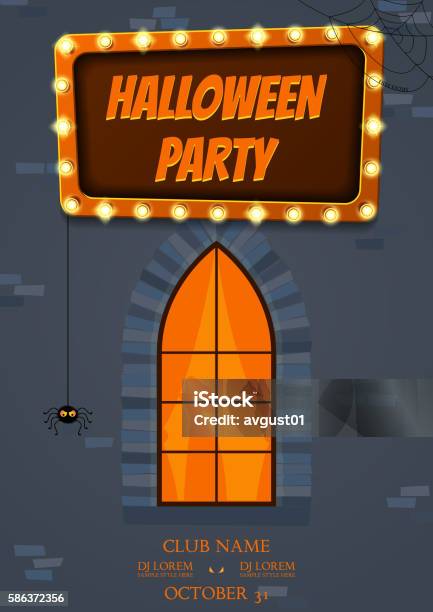 Halloween Party Flyer Stock Illustration - Download Image Now - Advertisement, Brochure, Club DJ