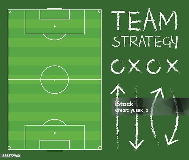 Soccer Field With Team Strategy Chart Vector Stock Illustration - Download Image Now - Agricultural Field, Aspirations, Backgrounds