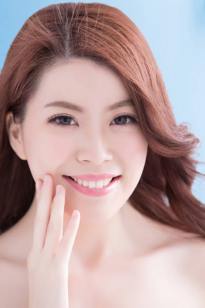 istock Beautiful woman with health teeth 586372968