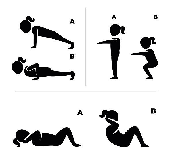 illustrazioni stock, clip art, cartoni animati e icone di tendenza di esercizi pose per l'illustrazione di pittogrammi sani - backache pain physical injury sport