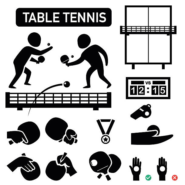 изолированные настольный теннис значок иллюстрации - table tennis table tennis racket tennis sport stock illustrations