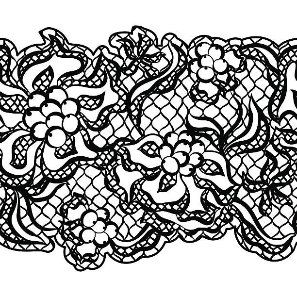 istock Seamless lace border with flowers. Vintage fashion textile 586375092