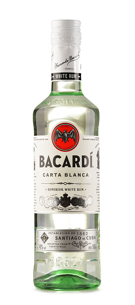 Poznan, Poland - July 28, 2016: Bacardi white rum is a product of Bacardi Limited, the largest privately held, family-owned spirits company in the world, headquartered in Hamilton, Bermuda.
