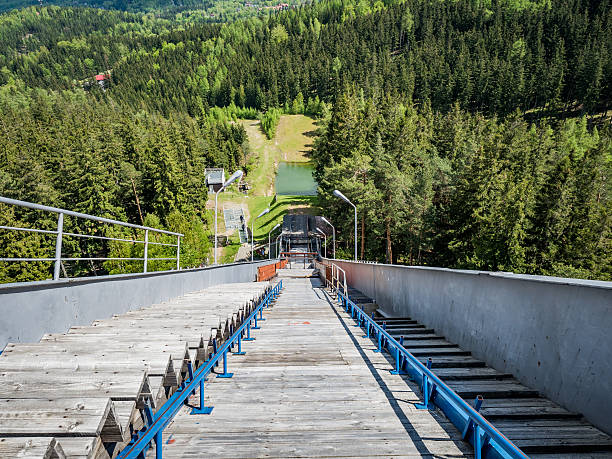 istock Ski jumping hill during the summer 586376060