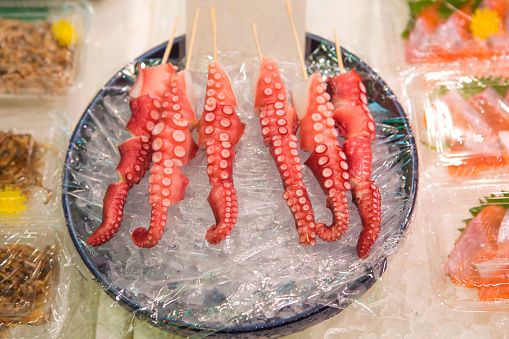 traditional fresh octopus legs for sale in kyoto japan