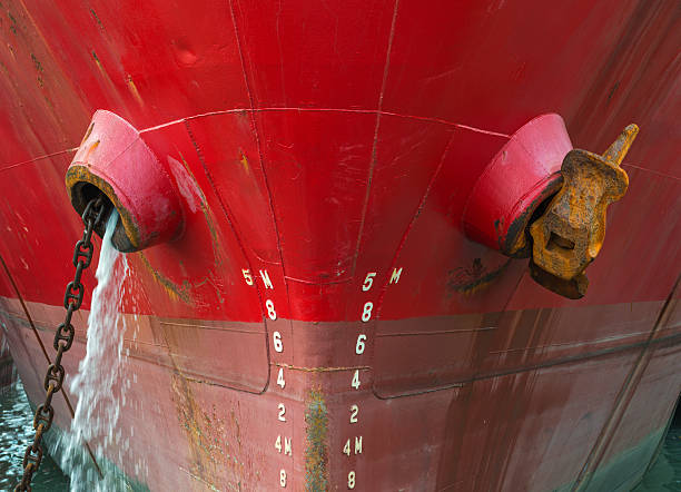 Close up view of cargo ship anchor