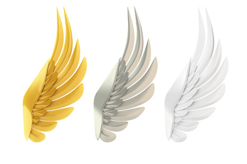 Golden, silver and white wings