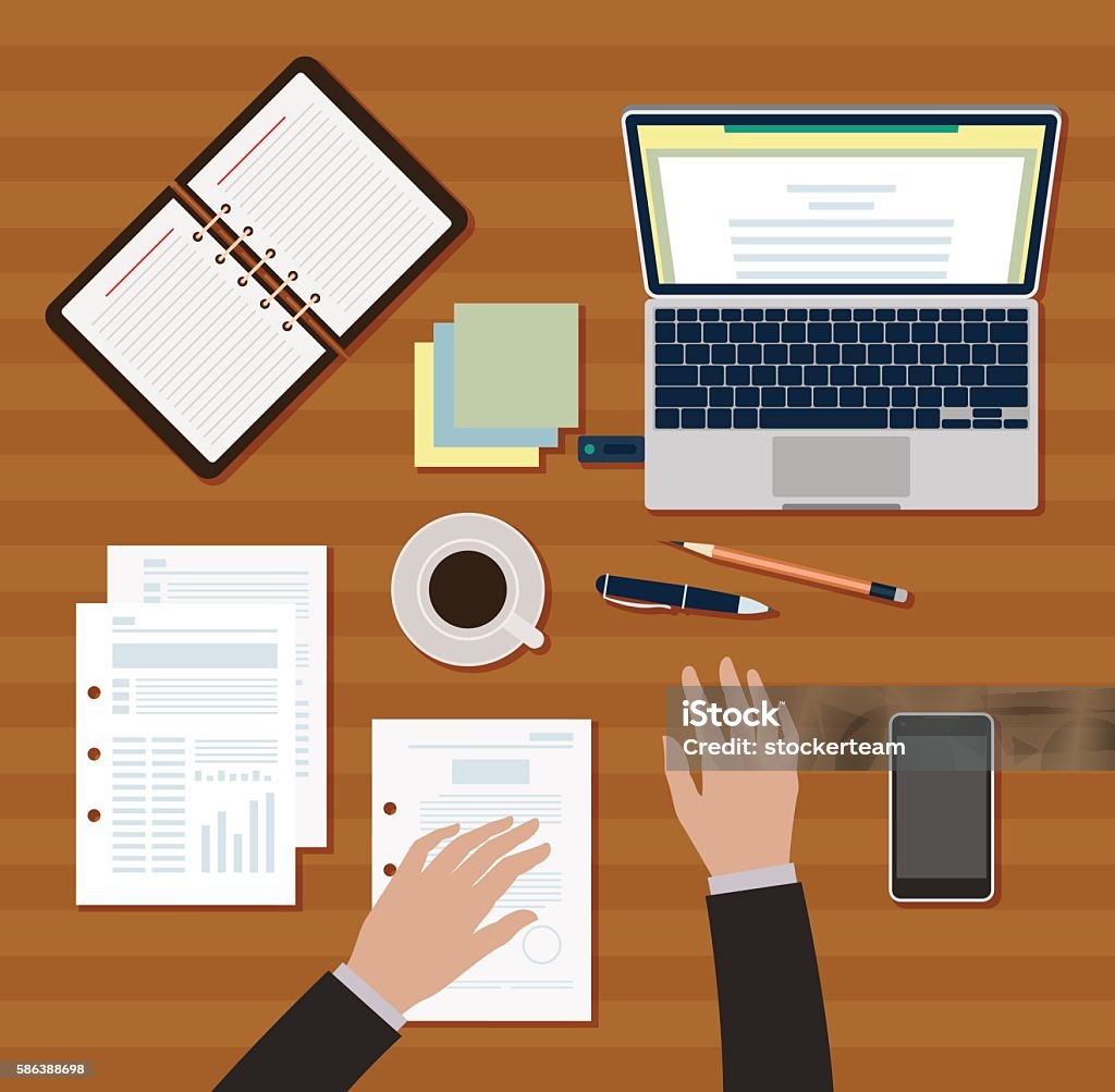 Vector Images Work Table Workplace Table Vector Image Stock Illustration - Download Image Now ...