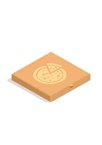 Vector illustration of Brown carton packaging pizza box. Cardboard