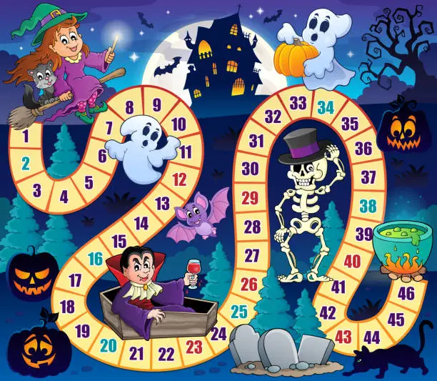 Vector illustration of Board game with Halloween theme 1