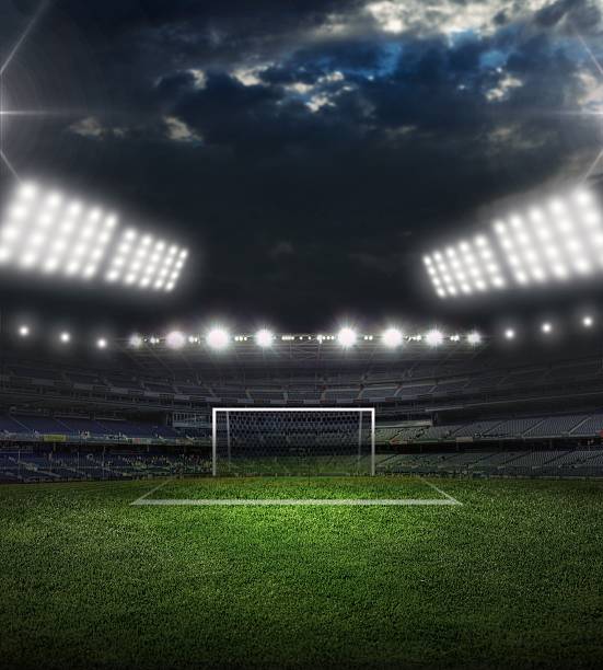 objetivo  - soccer field night stadium soccer fotografías e imágenes de stock