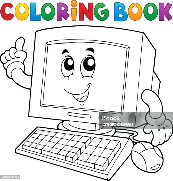 Coloring Book Computer Thematics 1 Stock Illustration - Download Image Now - Abstract, Art, Art And Craft