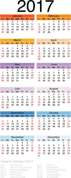 Vector illustration of Calendar 2017