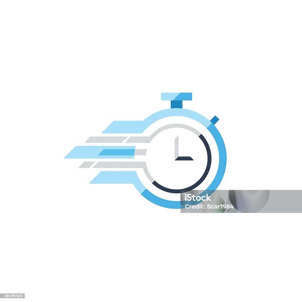 Fast time concept, rush hour logo, training session icon Flat design illustration Speed stock vector