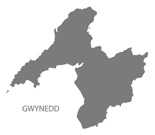 illustrations, cliparts, dessins animés et icônes de gwynedd pays de galles carte gris - gwynedd